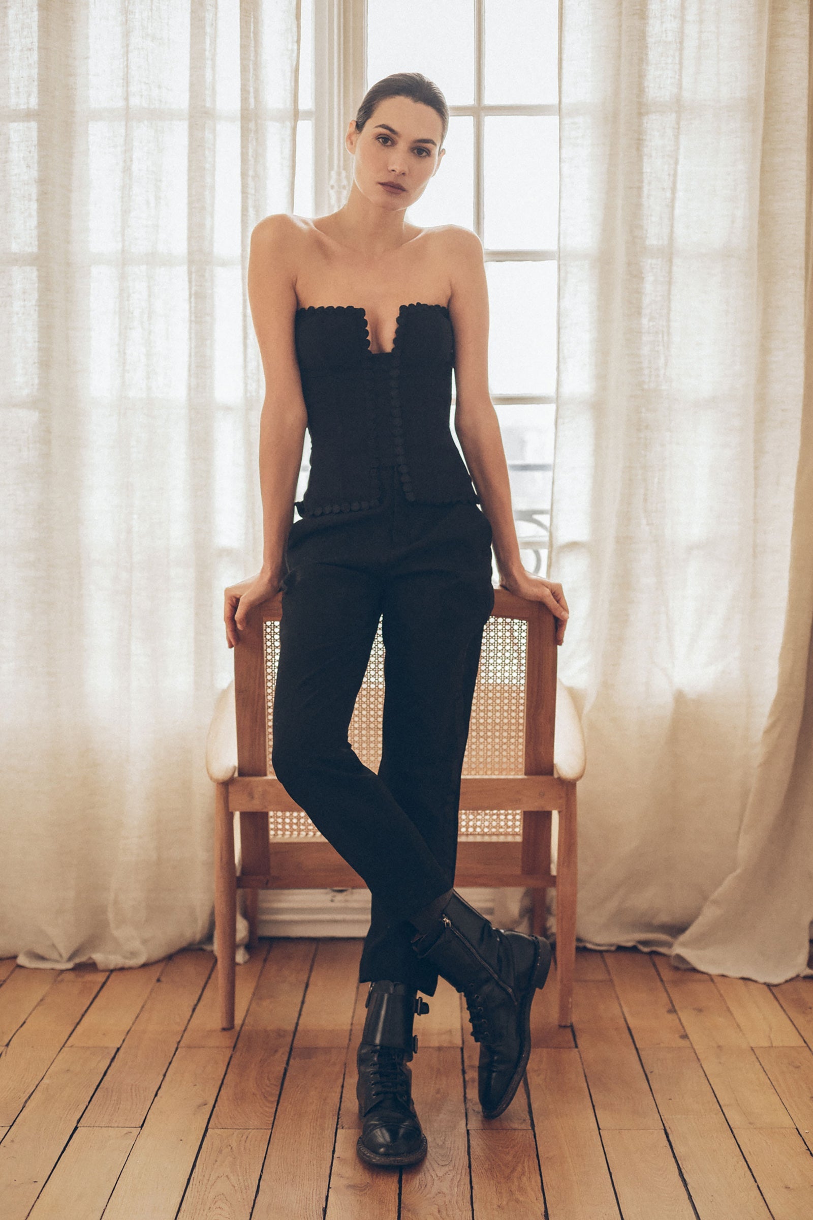 Corset noir crêpe SQUARE
