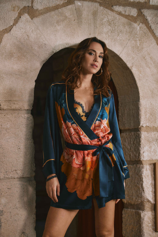 Kimono court en soie